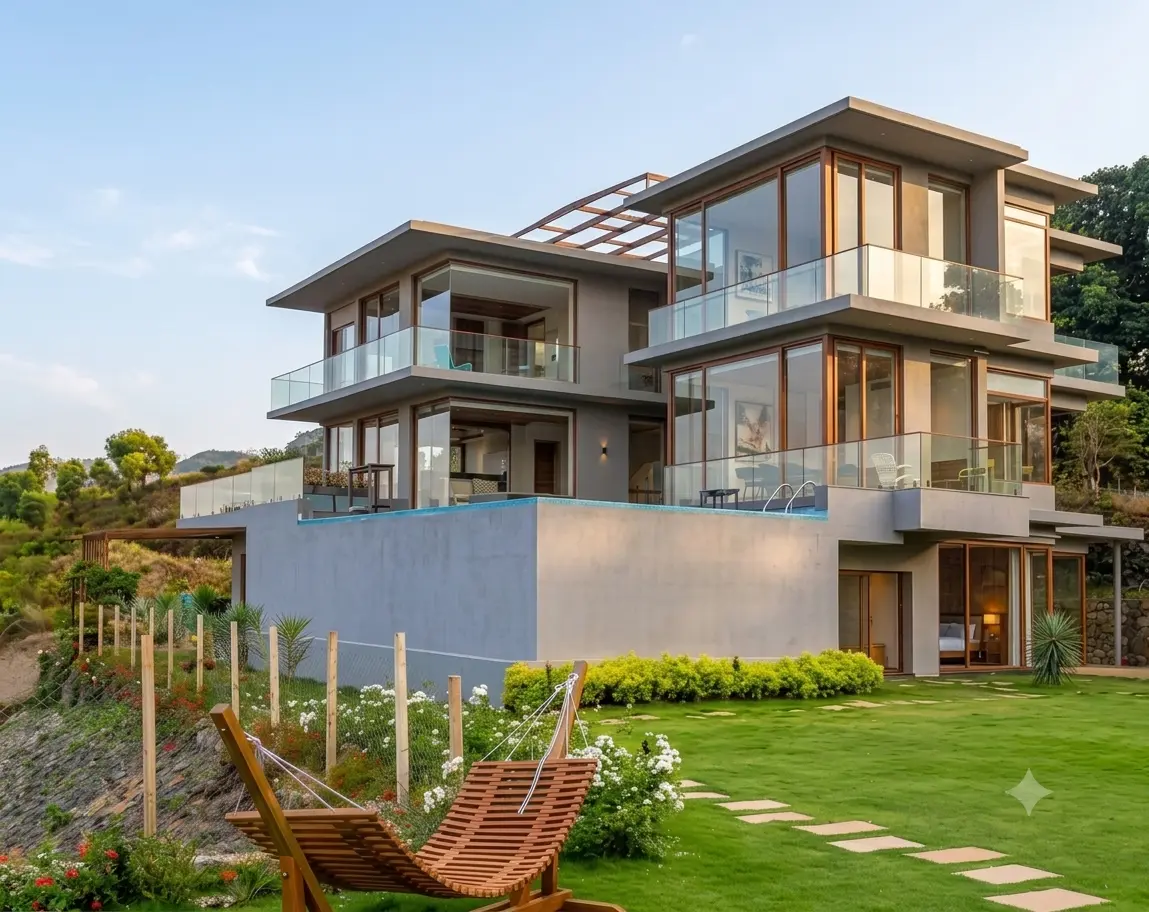 CasaLuma villa exterior with pool