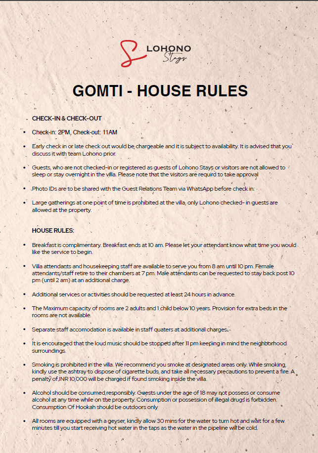 Gomti Houserules